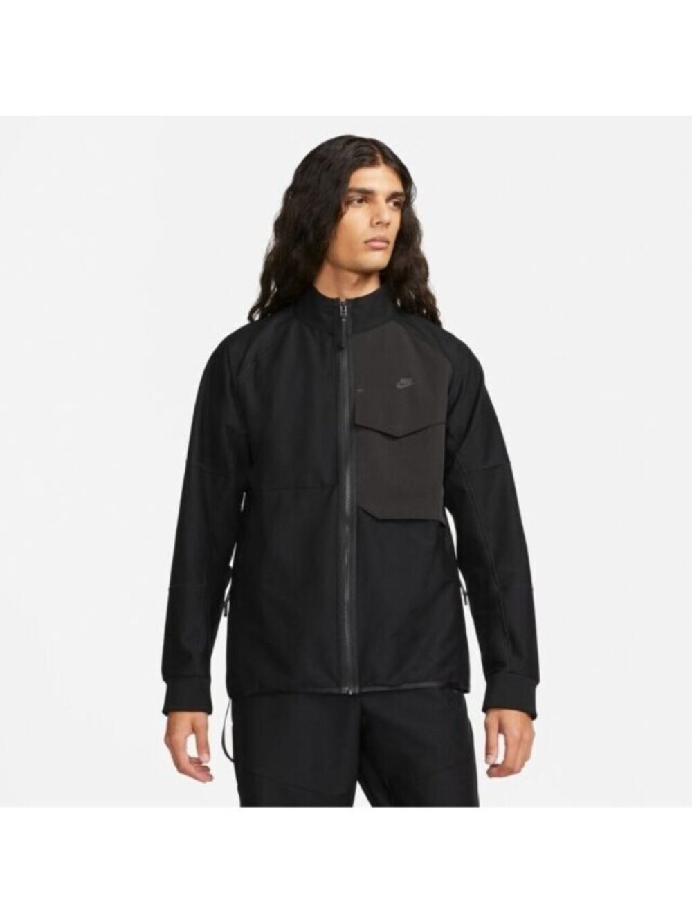 Nike Jacket Large Black Tech Pack Unlined Track Dri Fit Full Zip Pockets Active